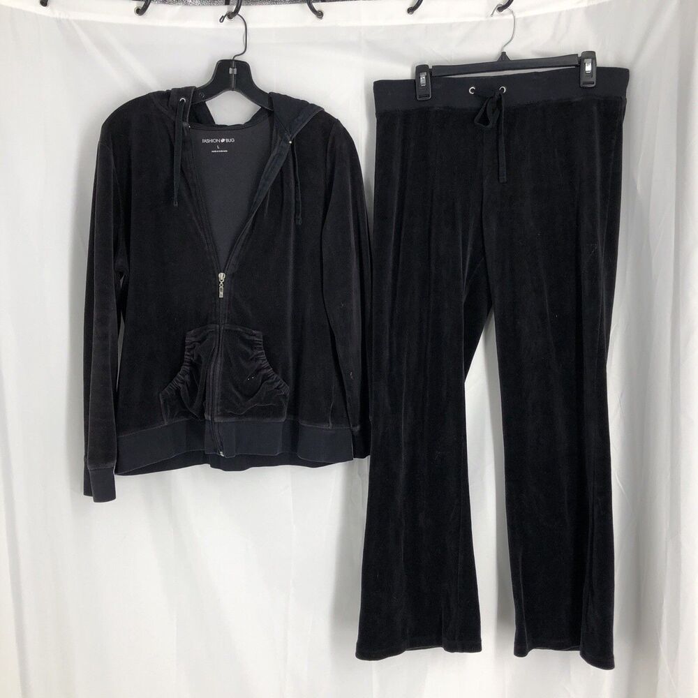 Fashion Bug Velour Set Womens Large Black